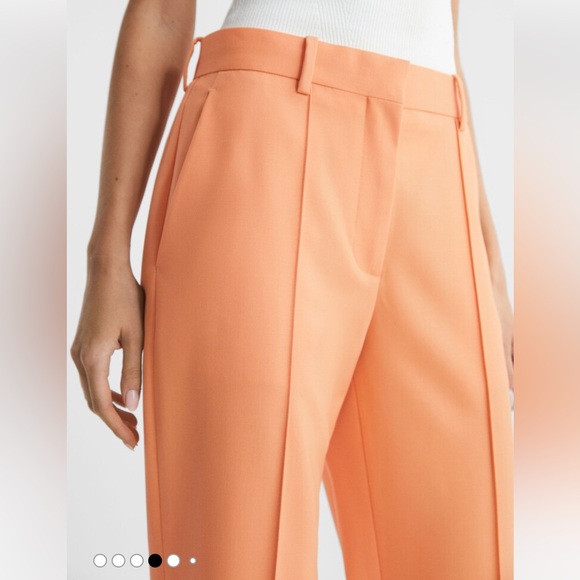 Reiss Emmy orange wide leg tailored wool blend trouser pants size 4 office - Picture 6 of 16